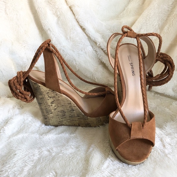 Call It Spring Cork Wedge Strappy Heels *NWOT* - Picture 2 of 6